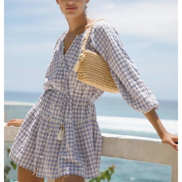 L*Space Women’s Vida Tiered Oversized Dress in Park Slope Gingham Size S - Picture 1 of 10